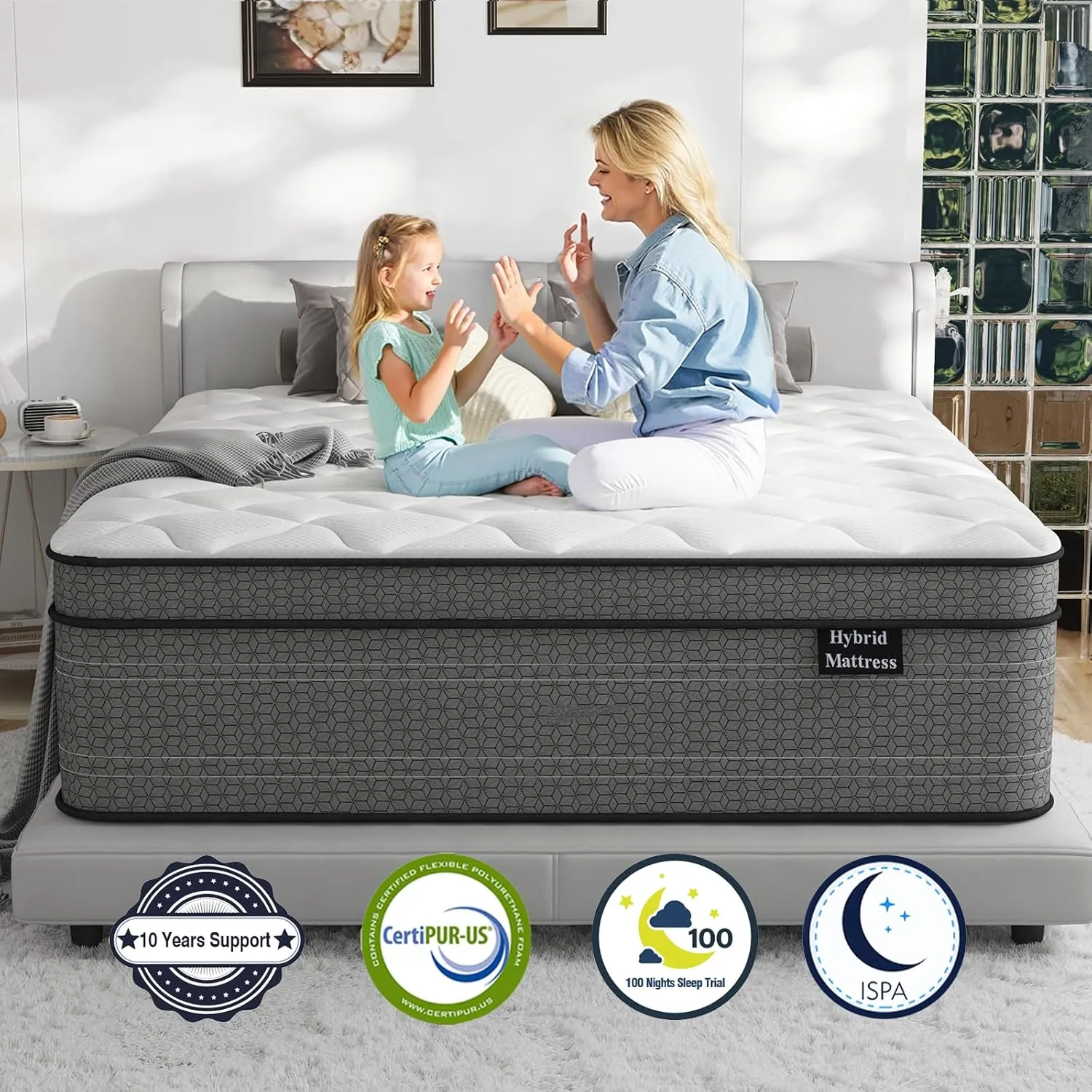 California King Mattress, 12 Inch Hybrid Cal King Bed Mattress in a Box, Medium Firm, Gel Memory Foam and Individual Pocket Spring for Pressure Relief, Edge Support, CertiPUR-US
