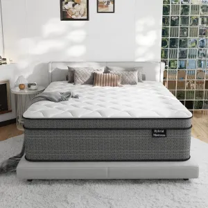 California King Mattress, 12 Inch Hybrid Cal King Bed Mattress in a Box, Medium Firm, Gel Memory Foam and Individual Pocket Spring for Pressure Relief, Edge Support, CertiPUR-US