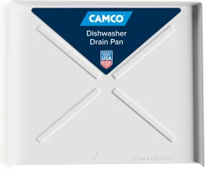 Camco Dishwasher Drain Pan - Protects Floors, Cabinets, Walls & Features Front Opening for Easy Leak Detection - Crafted of Heavy-Duty Polymer - 24” x 20-1/2” (20600)