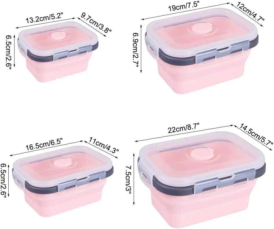 Camping Bowl, 4Pcs Collapsible Silicone Bowl Stackable Food Storage Containers Available Microwave & Fridge for Kitchen Travel Camping