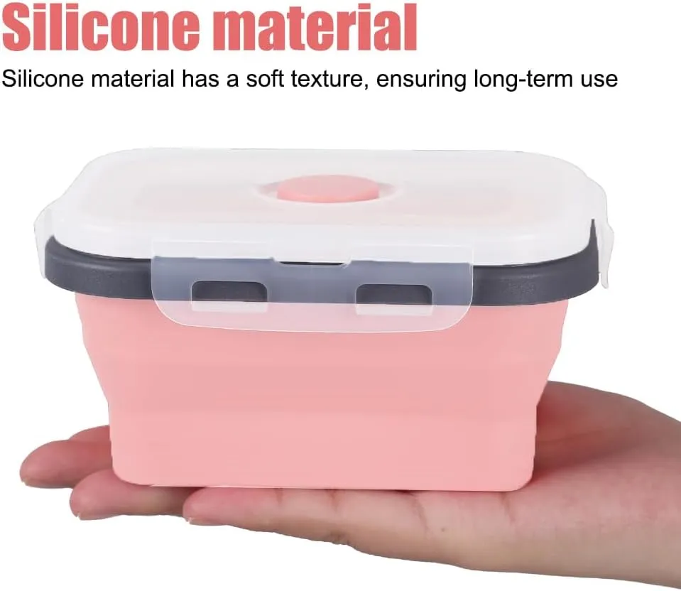 Camping Bowl, 4Pcs Collapsible Silicone Bowl Stackable Food Storage Containers Available Microwave & Fridge for Kitchen Travel Camping