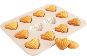 CANDeal Non Stick Japanese Sweet Heart Style 12 Cavity Madeleine Baking Mould