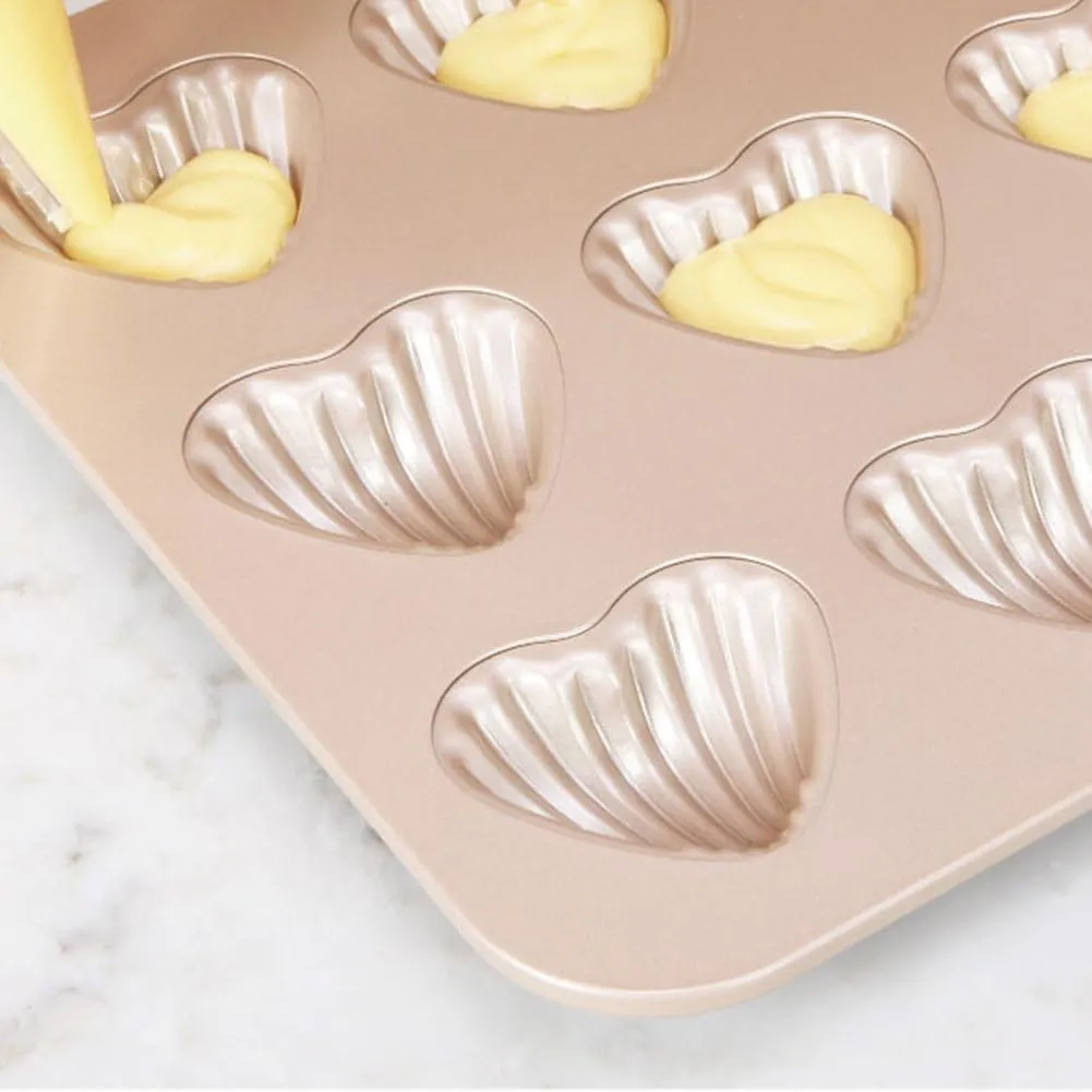 CANDeal Non Stick Japanese Sweet Heart Style 12 Cavity Madeleine Baking Mould