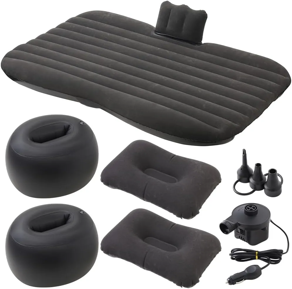 Car Air Mattress for Back Seat, Inflatable Thickend Camping Bed with Pump, 2 Pillows, 2 Cushions, Carrying Bag, Sleeping Bed for Universal SUV