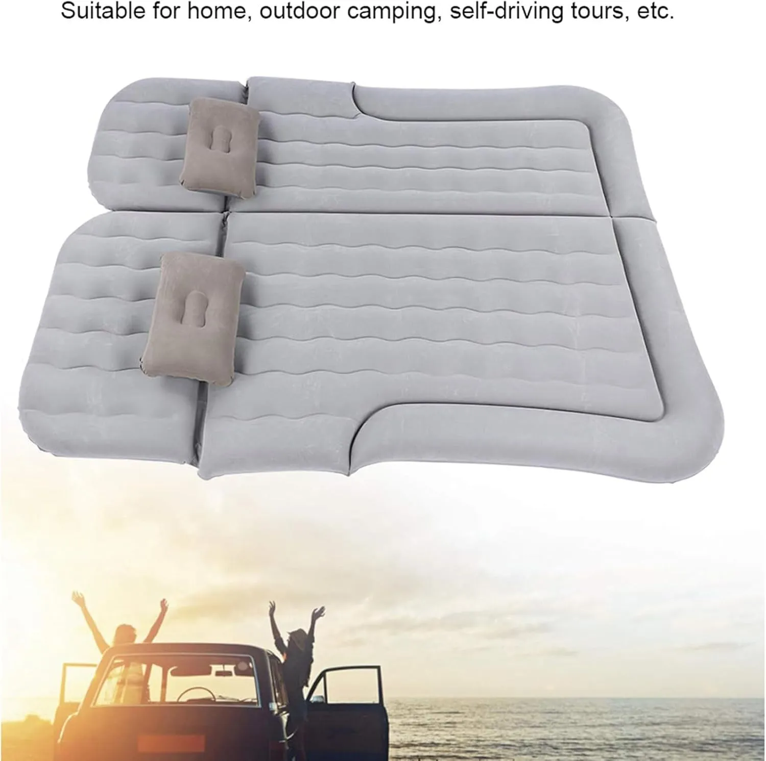 Car Air Mattress for Jeep Grand Wagoneer (WS) 2021 2022 2023 2024 2025, Car Mattress Inflatable Bed Portable Foldable with Pillow Camping Travel Car Accessories,Grey