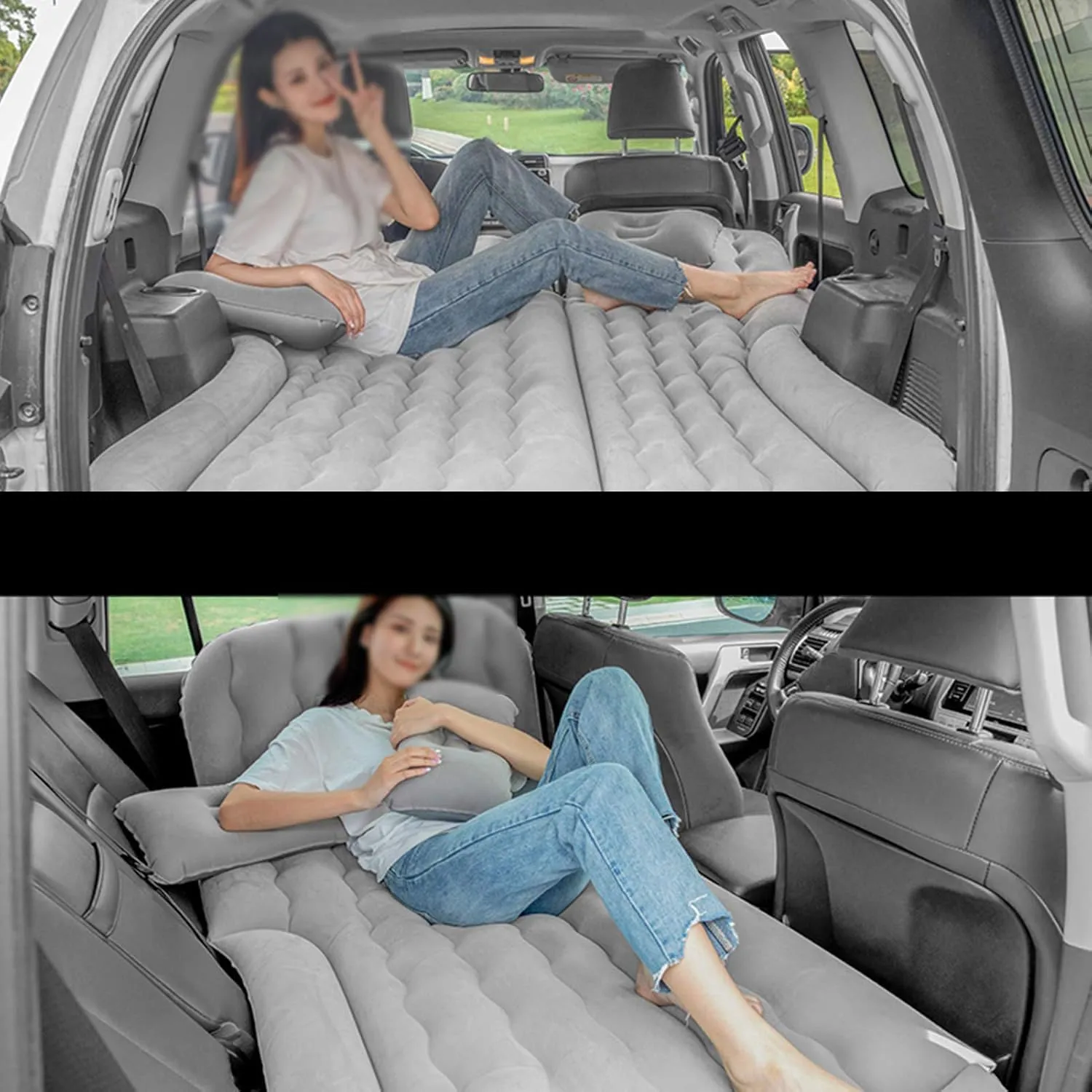 Car Air Mattress for Jeep Grand Wagoneer (WS) 2021 2022 2023 2024 2025, Car Mattress Inflatable Bed Portable Foldable with Pillow Camping Travel Car Accessories,Grey