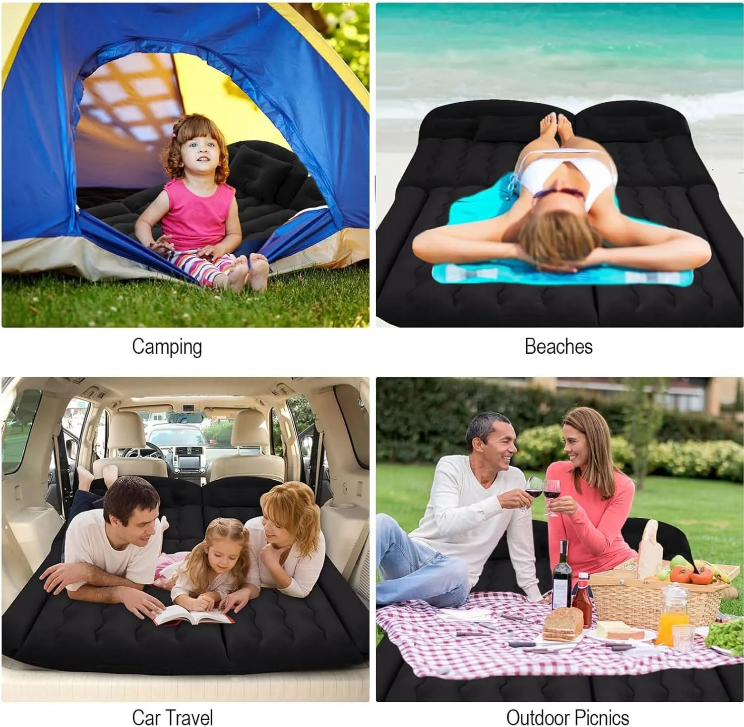 Car Air Mattress for Jeep Grand Wagoneer (WS) 2021 2022 2023 2024 2025, Car Mattress Inflatable Bed Portable Foldable with Pillow Camping Travel Car Accessories,Grey