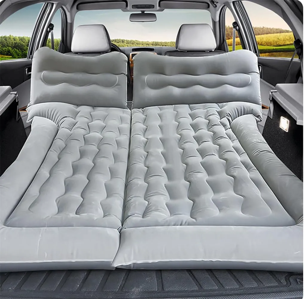 Car Air Mattress for Toyota FJ Cruiser 2007-2023, Trunk Rear Seat Inflatable Thickened Flocking Travel Camping Bed, Air Pump 2 Pillows,Grey
