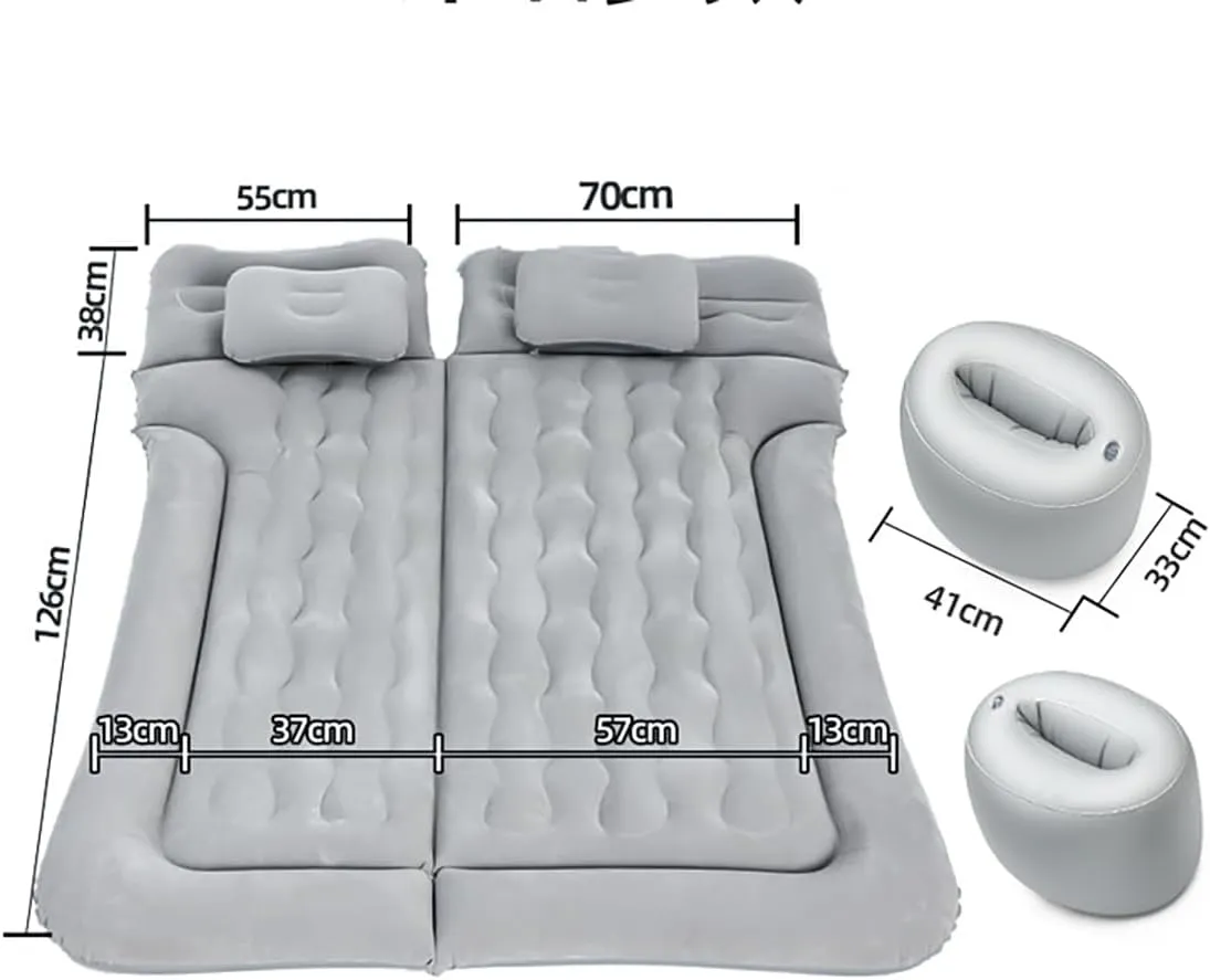 Car Air Mattress for Toyota FJ Cruiser 2007-2023, Trunk Rear Seat Inflatable Thickened Flocking Travel Camping Bed, Air Pump 2 Pillows,Grey