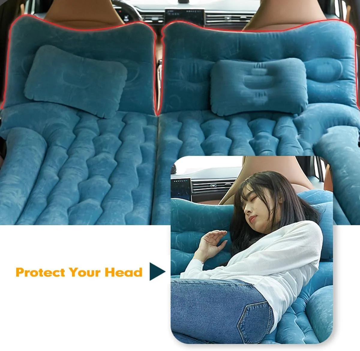 Car Air Mattress for Toyota RAV4 2019 2020 2021 2022 2023 2024 2025 Back Seat Inflatable Bed Camping Trunk Airbed Sleeping Bed Traveling Foldable Boot Mattress Outdoor,Black01-B