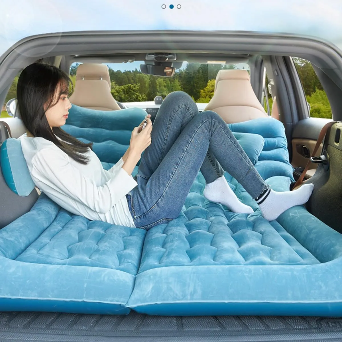 Car Air Mattress for Toyota RAV4 2019 2020 2021 2022 2023 2024 2025 Back Seat Inflatable Bed Camping Trunk Airbed Sleeping Bed Traveling Foldable Boot Mattress Outdoor,Black01-B