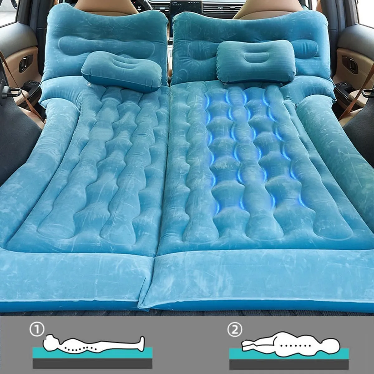 Car Air Mattress for Toyota RAV4 2019 2020 2021 2022 2023 2024 2025 Back Seat Inflatable Bed Camping Trunk Airbed Sleeping Bed Traveling Foldable Boot Mattress Outdoor,Black01-B