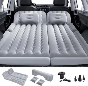 Car Air Mattress SUV Air Mattress, SUV Mattress Camping Bed with Travel Pillow Air, Foot Pier, Air Pump, Inflatable Mattress for Car Grey