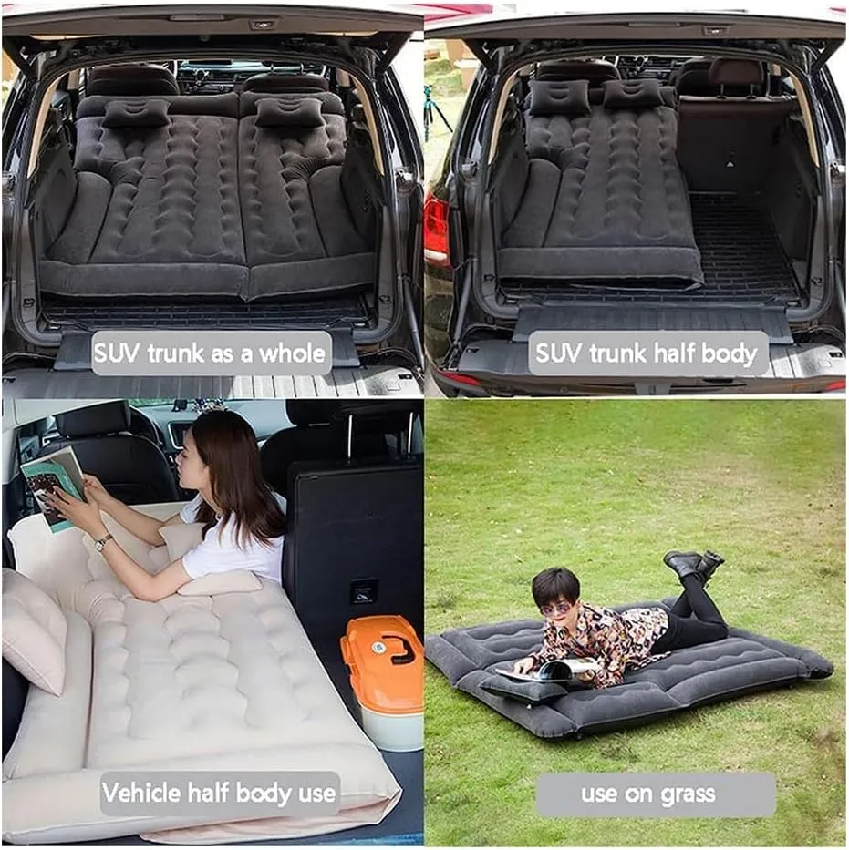 Car Inflatable Mattress for Mazda CX-9, Thickened Bed Cushion Camping Travel Sleeping Gear Back Seat Portable Air Pillow Inflator,Black-B, size:b