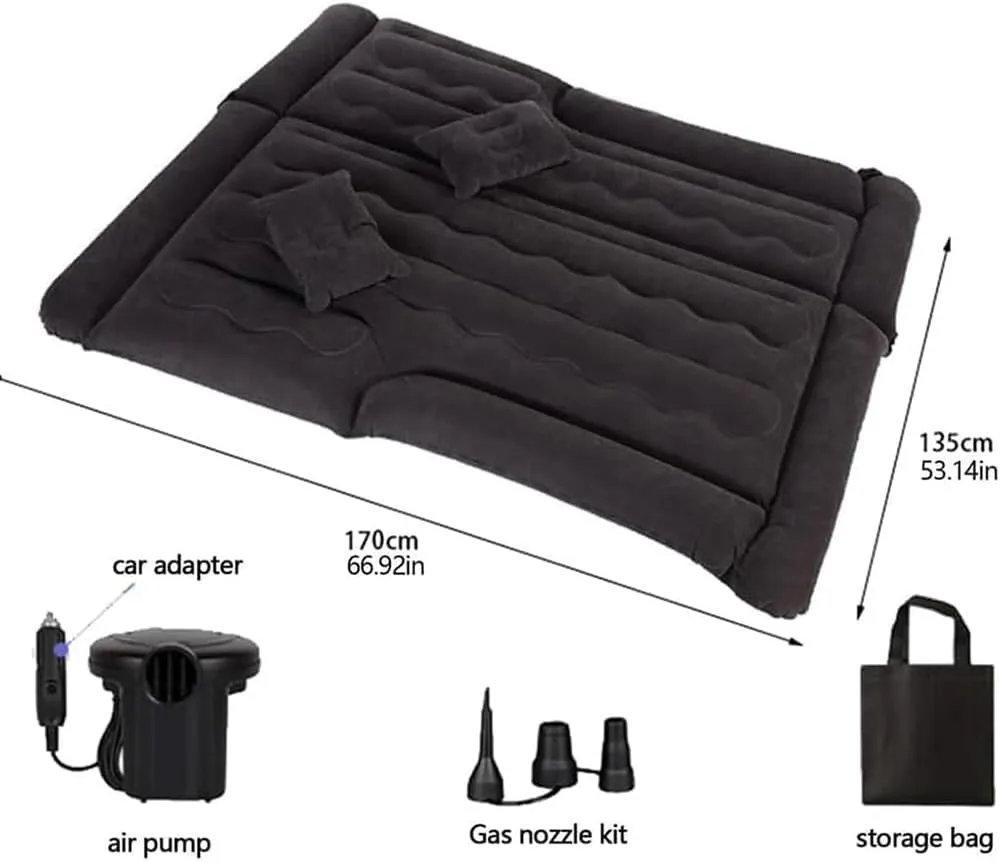 Car Inflatable Mattress for Mazda CX-9, Thickened Bed Cushion Camping Travel Sleeping Gear Back Seat Portable Air Pillow Inflator,Black-B, size:b