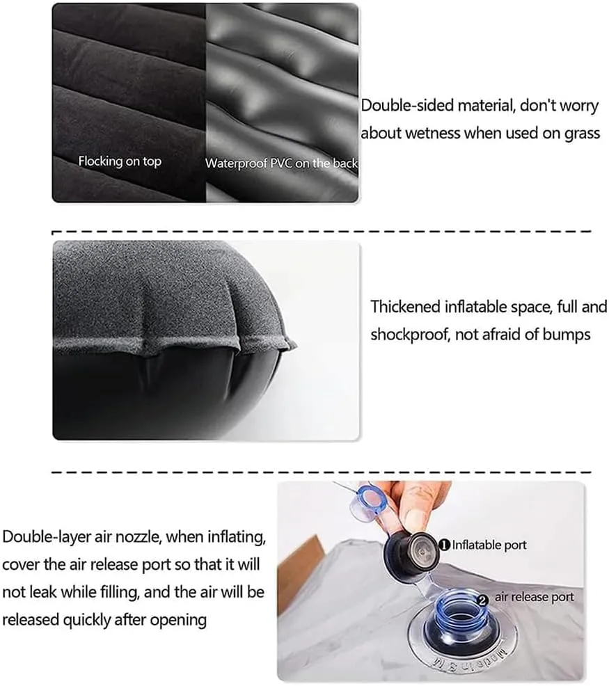 Car Inflatable Mattress for Nissan Titan 2017 2018 2019 2020 2021 Rear Trunk Air Cushion Camping Travel Folding Self Inflating Sleeping Pad Back Seat Air Mattresses,Black