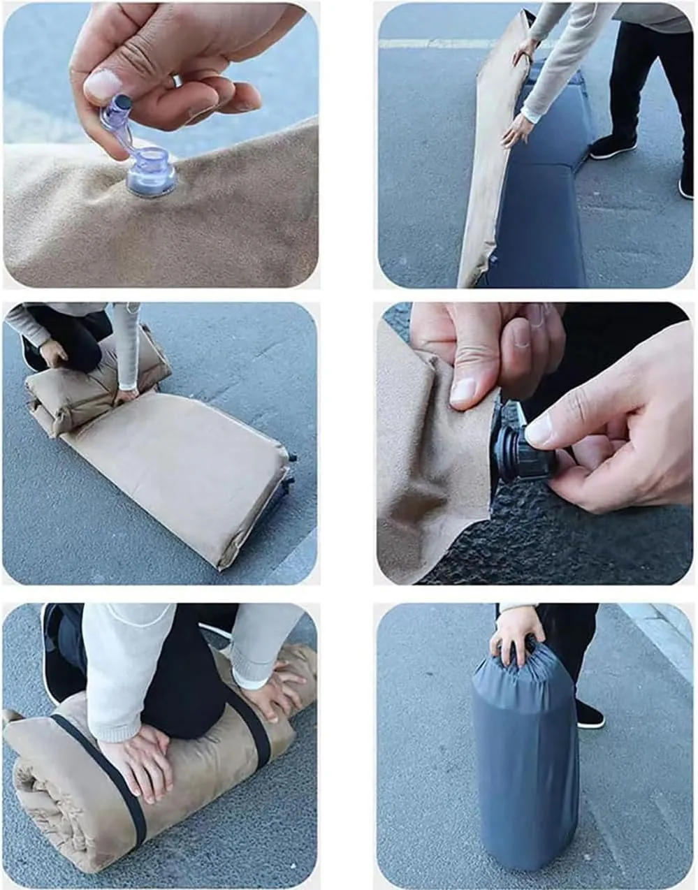 Car Inflatable Mattress for Volkswagen ID.Buzz Bus 2022 Portable Flocking Air Mattress Camping Travel Mattress Auto Accessories,Blue
