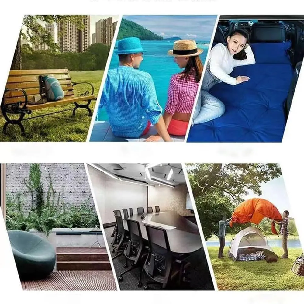 Car Inflatable Mattress for Volkswagen ID.Buzz Bus 2022 Portable Flocking Air Mattress Camping Travel Mattress Auto Accessories,Blue