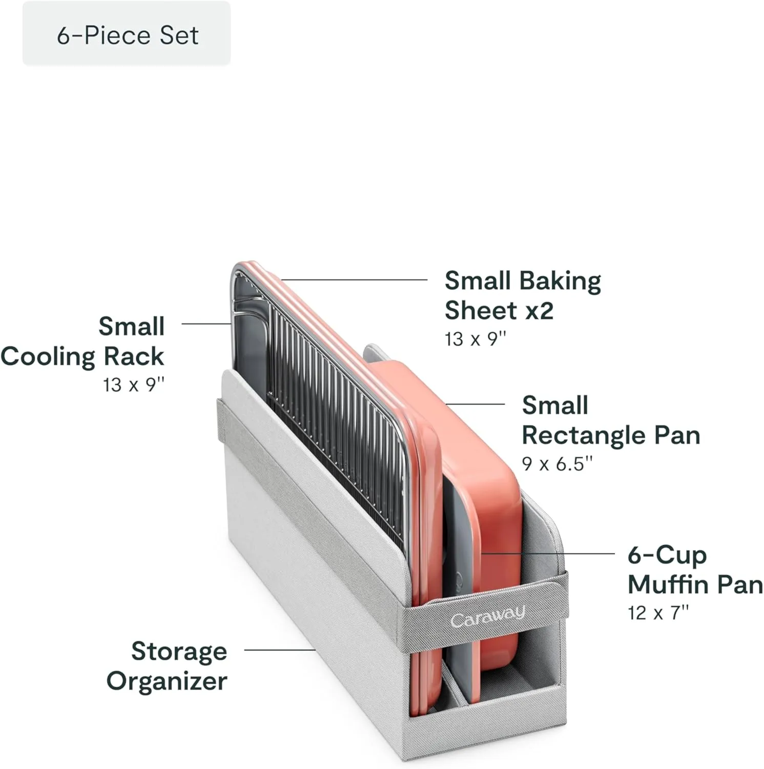 Caraway Mini Bakeware Set – Naturally Non-Stick, Non-Toxic Ceramic Coating – Compact Baking Pan Set for Small Kitchens – Includes Baking Sheets, Muffin Pan, Cooling Rack & Storage - Perracotta