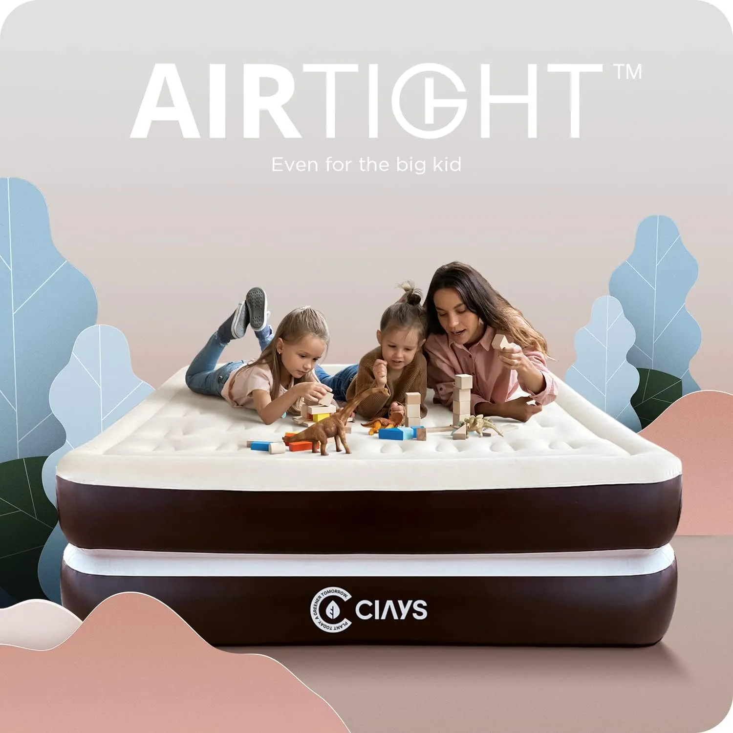 Ciays Air Mattress with Built-in Pump, Blow Up Mattress with Carrying Bag for Home and Camping, Flocked Top Inflatable Air Bed for Guests, Family