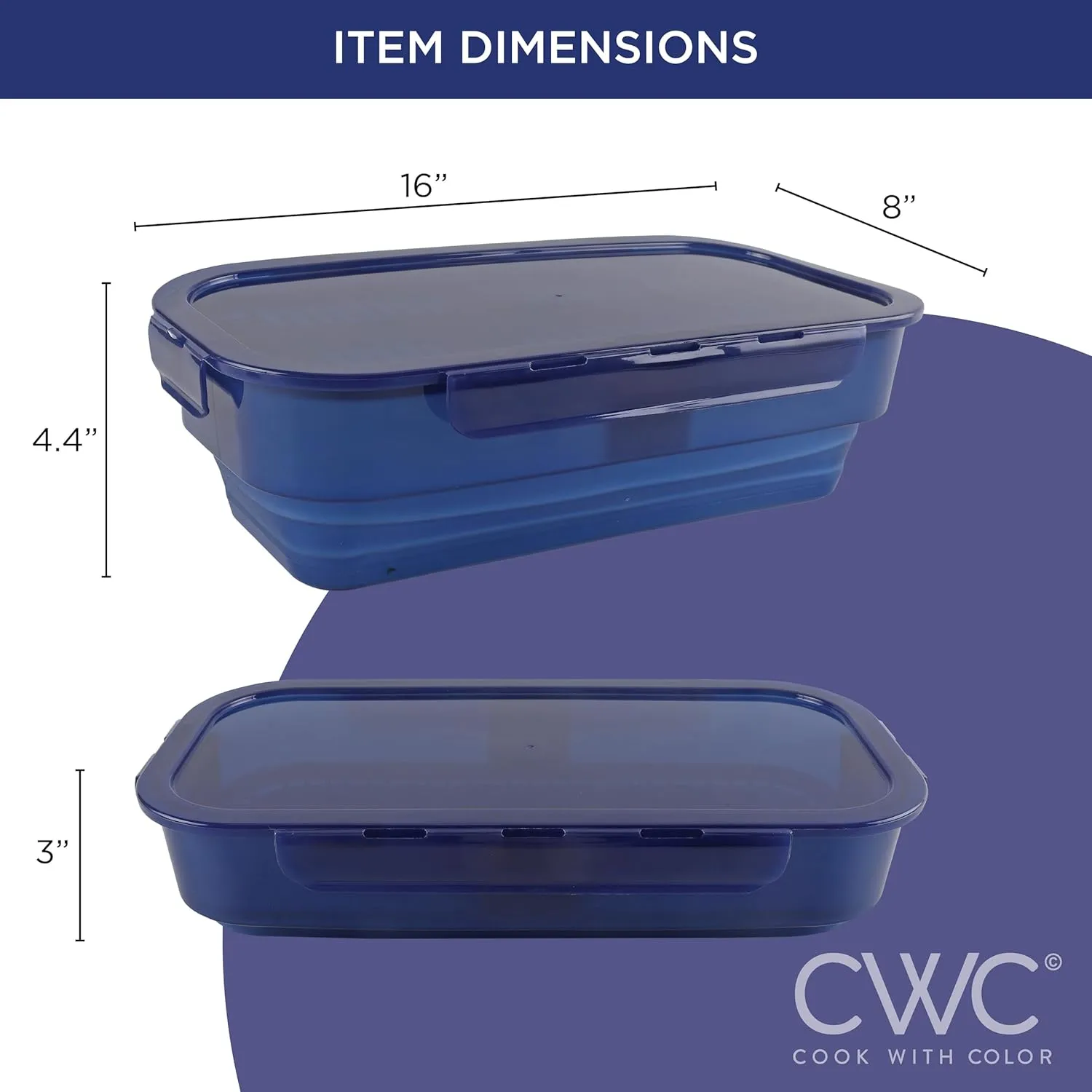 COOK WITH COLOR Collapsible Batter Bowl - Mess Free Breading Shaker Container - Great for Fried Fish, Fried Chicken, Onion Rings, Wings & More, Navy