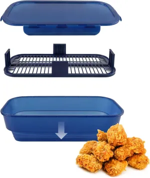 COOK WITH COLOR Collapsible Batter Bowl - Mess Free Breading Shaker Container - Great for Fried Fish, Fried Chicken, Onion Rings, Wings & More, Navy