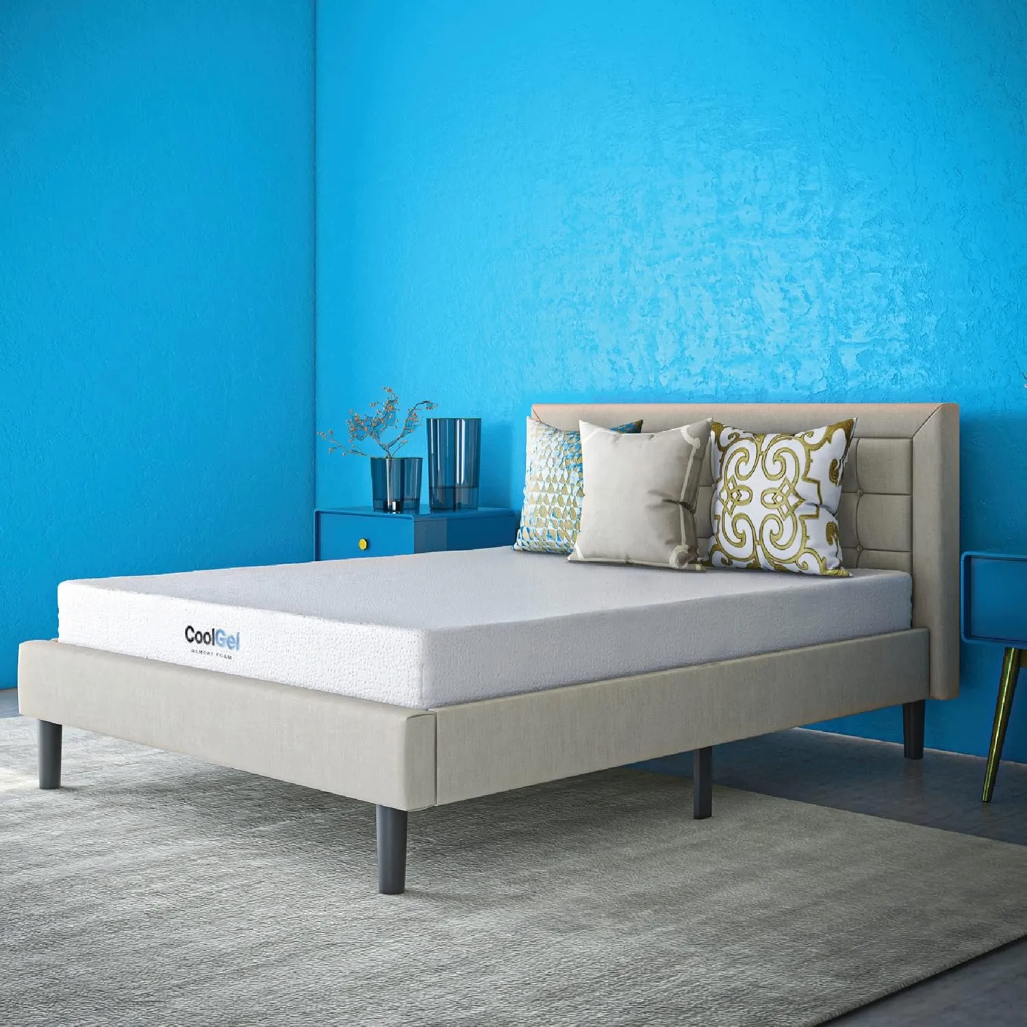 Cool Gel 8 Inch Short Queen Memory Foam Mattress Medium Firm, Memory Foam Mattress Short Queen Size Cooling, Made in the USA, 8" Depth with Pressure Relief, CertiPUR-US Certified, CoolGel Bed