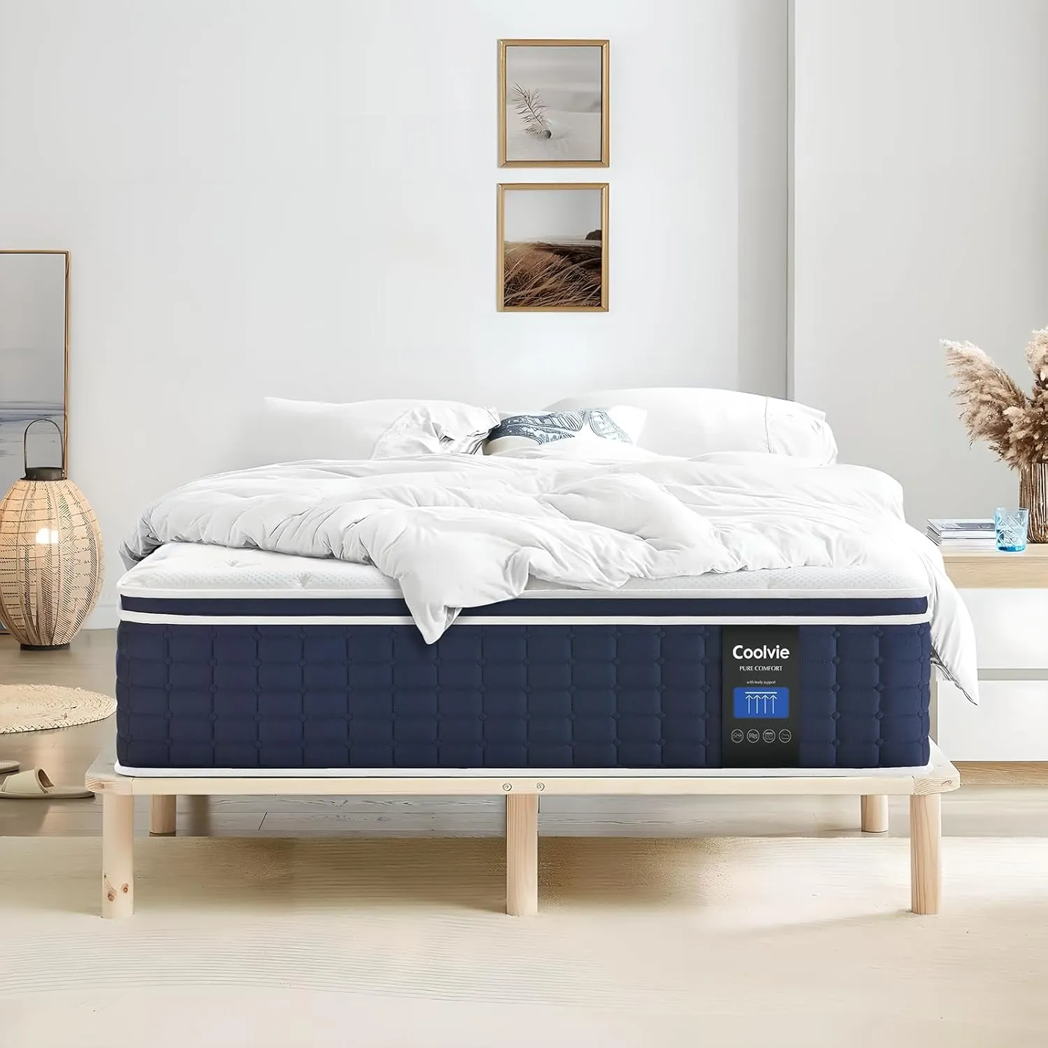 Coolvie 14 Inch Calking Gel Memory Foam Mattress Hybrid, Double Cooling Calk Size in a Box Euro Top with CertiPUR-US Certified Foam for Hot Sleeper, Low Motion Transfer Supports for Any Sleep Position