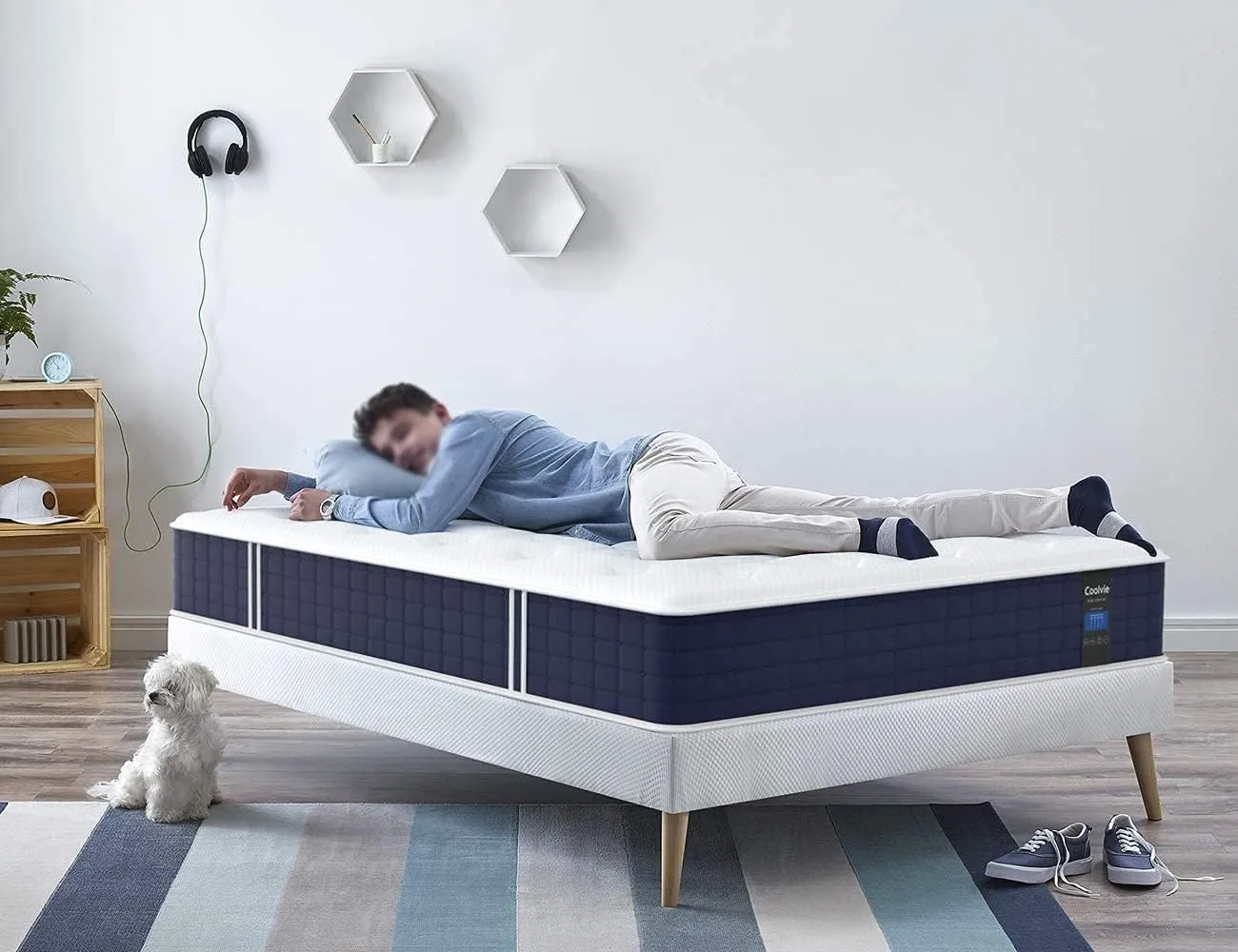 Coolvie Twin Mattress, 10 Inch Twin Size Hybrid Mattress, Individual Pocket Springs with Memory Foam, Bed in a Box, Cooler Sleep with Pressure Relief and Support