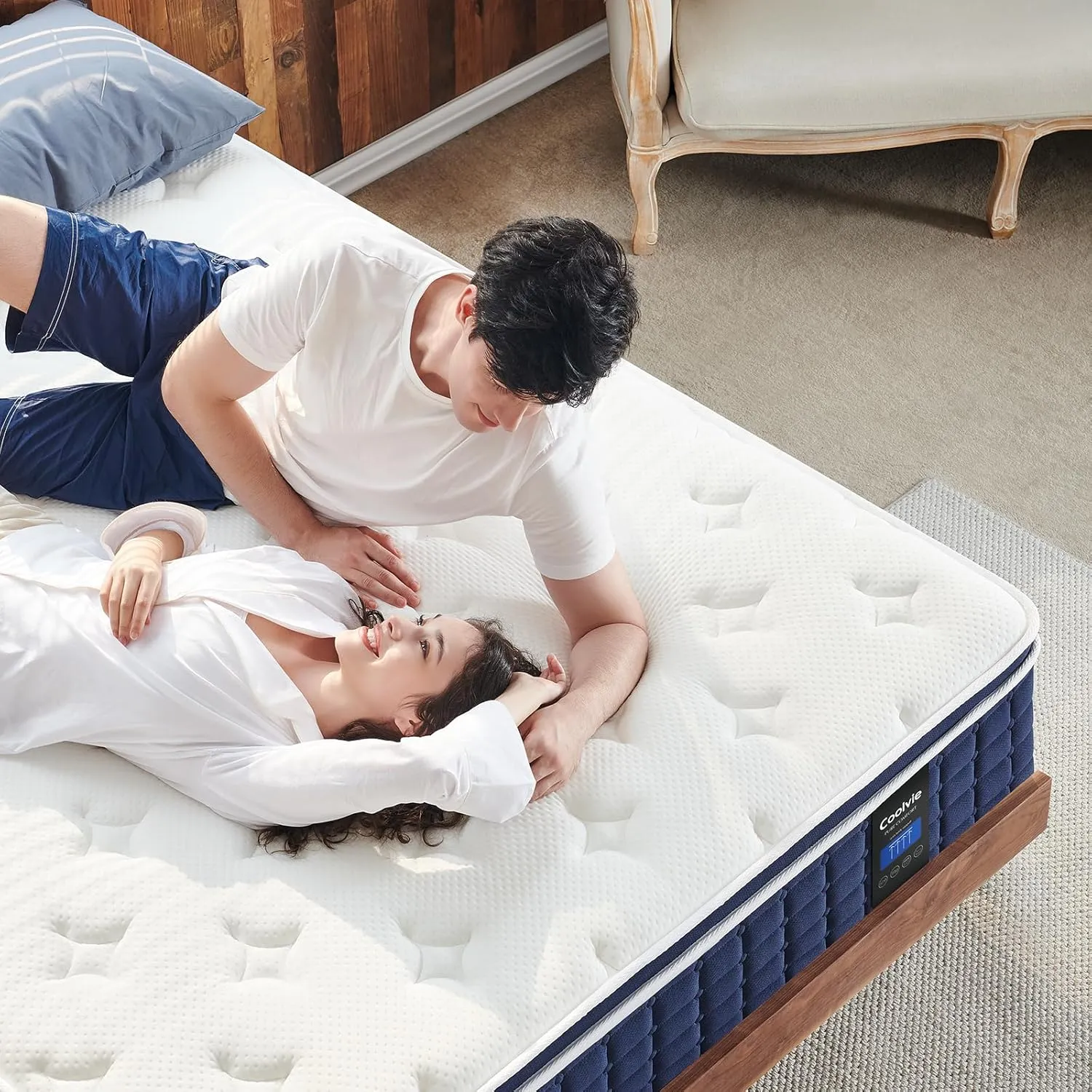 Coolvie Twin Mattress 12 Inch, Medium Feel Twin Size Mattresses in a Box, Hybrid Individual Pocket Springs with Memory Foam, Cooler Sleep with Pressure Relief and Support