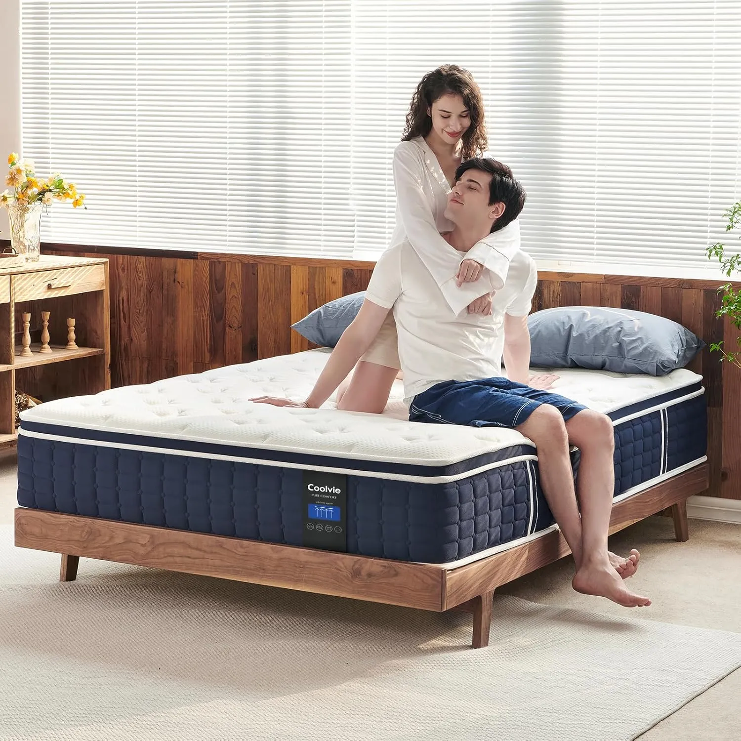 Coolvie Twin Mattress 12 Inch, Medium Feel Twin Size Mattresses in a Box, Hybrid Individual Pocket Springs with Memory Foam, Cooler Sleep with Pressure Relief and Support