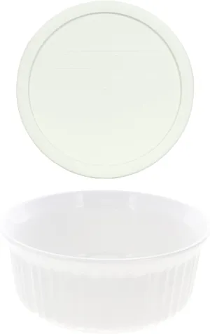 Corningware FS5 1.5qt Round French White Casserole Bowl and F-5-PC Plastic Lid