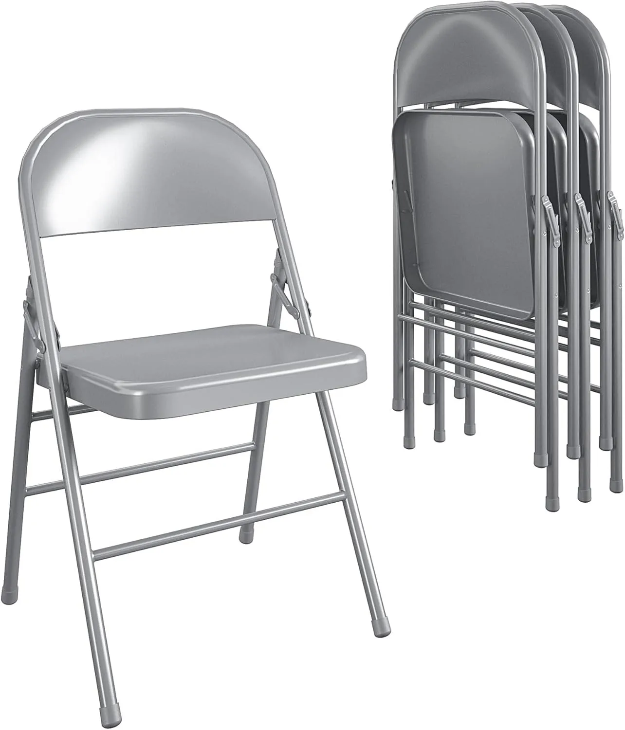 CoscoProducts Bridgeport Folding Chair, 4-Pack, Cool Gray