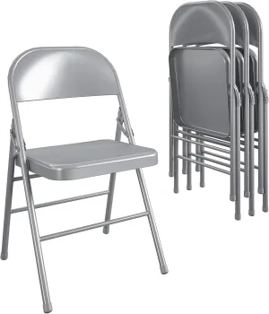CoscoProducts Bridgeport Folding Chair, 4-Pack, Cool Gray