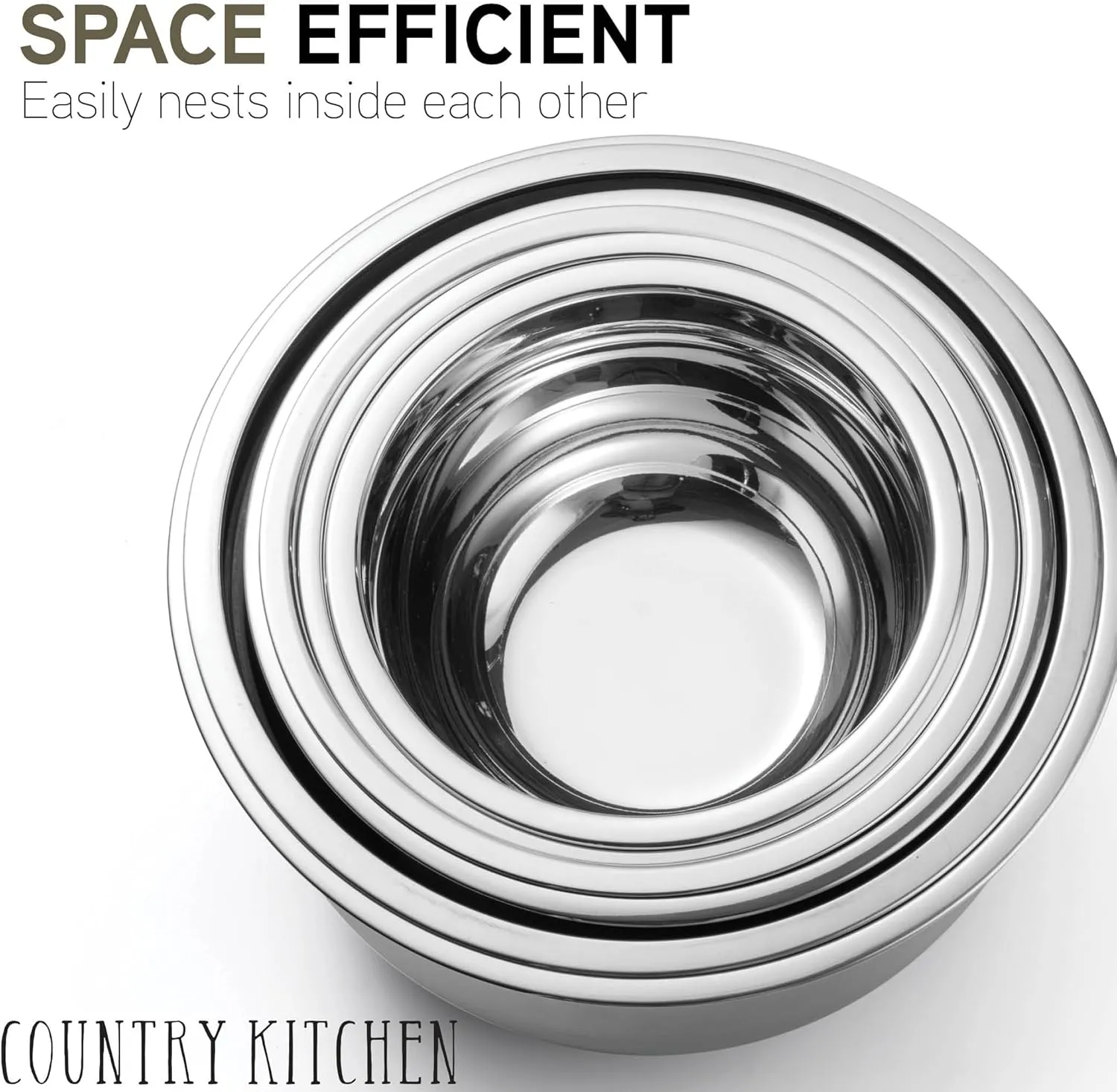 Country Kitchen Mixing Bowls with Airtight Lids - 12 piece Stainless Steel Metal Nesting Storage Bowls, Non-Slip Bottoms (Khaki)