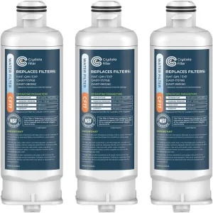 Crystala Filters Replacement for DA97-17376B Water Filter, NSF 42 Compatible with Samsung HAF-QIN, HAF-QIN/EXP, DA97-08006C, RF23M8070SG, RF23M8070SR, RF23M8090SG, RF23M8570SR (3 Pack)