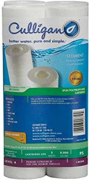 Culligan P5-4PK Standard P5 Whole House Premium Water Filter, 8,000 Gallons, Value 4-Pack, White, (Pack of 4), 4 Count