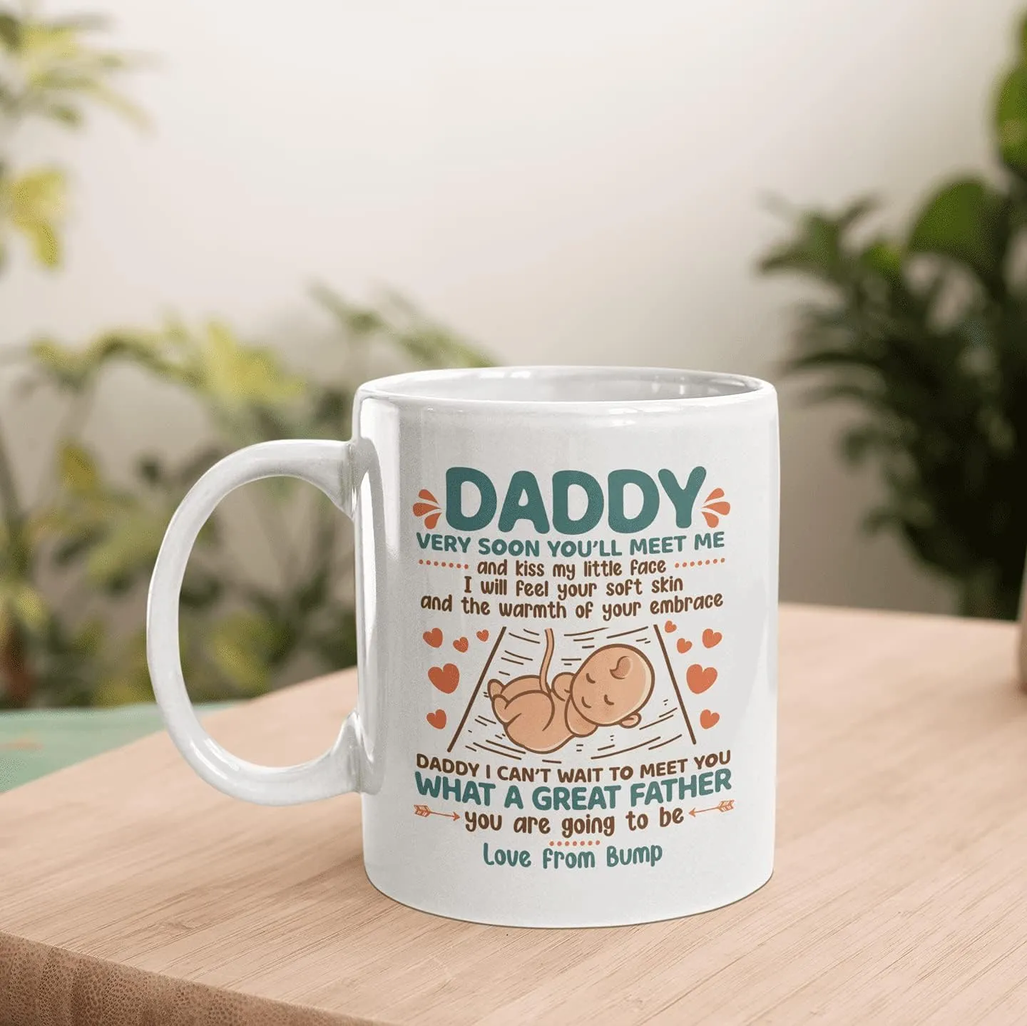 Daddy Very Soon You'll Meet Me and Kiss My Little Face Coffee Mug - New Dad Gift from Baby Bump, One Size, 11 oz. Color Changing Mug/White