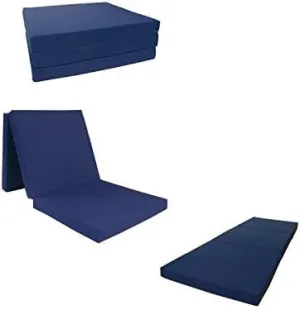 D&D Futon Furniture Navy Shikibuton Trifold Foam Beds 3 x 27 x 75, 1.8 lbs high Density Resilient White Foam, Floor Foam Folding Mats.