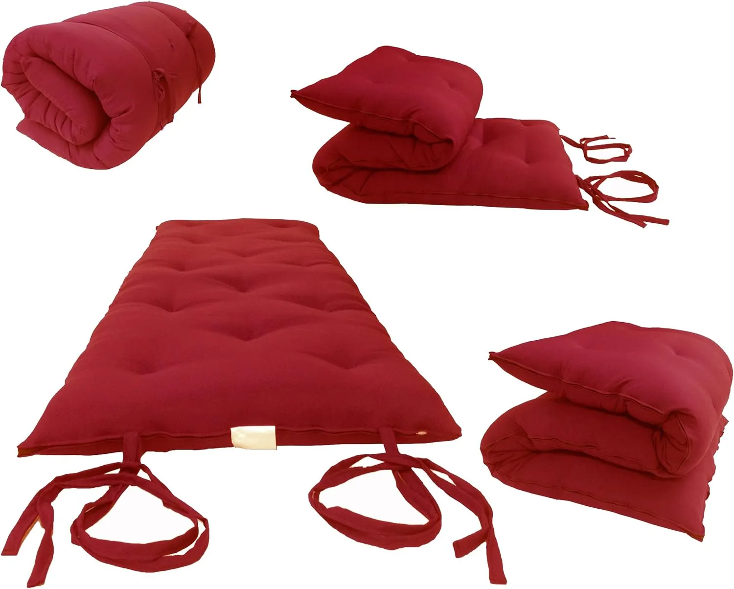 D&D Futon Furniture Traditional Japanese Floor Futon Mattress, Shiki Futon Filled with Cotton, Foam, Polyester Fiber, 80 x 27 x 3 (Red)
