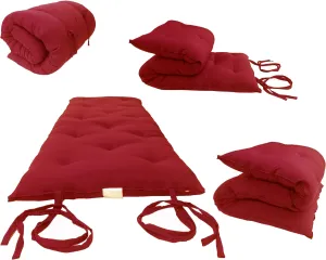D&D Futon Furniture Traditional Japanese Floor Futon Mattress, Shiki Futon Filled with Cotton, Foam, Polyester Fiber, 80 x 27 x 3 (Red)