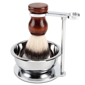Deluxe Stainless Shave Razor Stand   Shaving Soap Bowl with Shaving Brush,Compatible with Gillette Fusion and Mach 3,Double Edge Safety Razor,Cartridge Razor