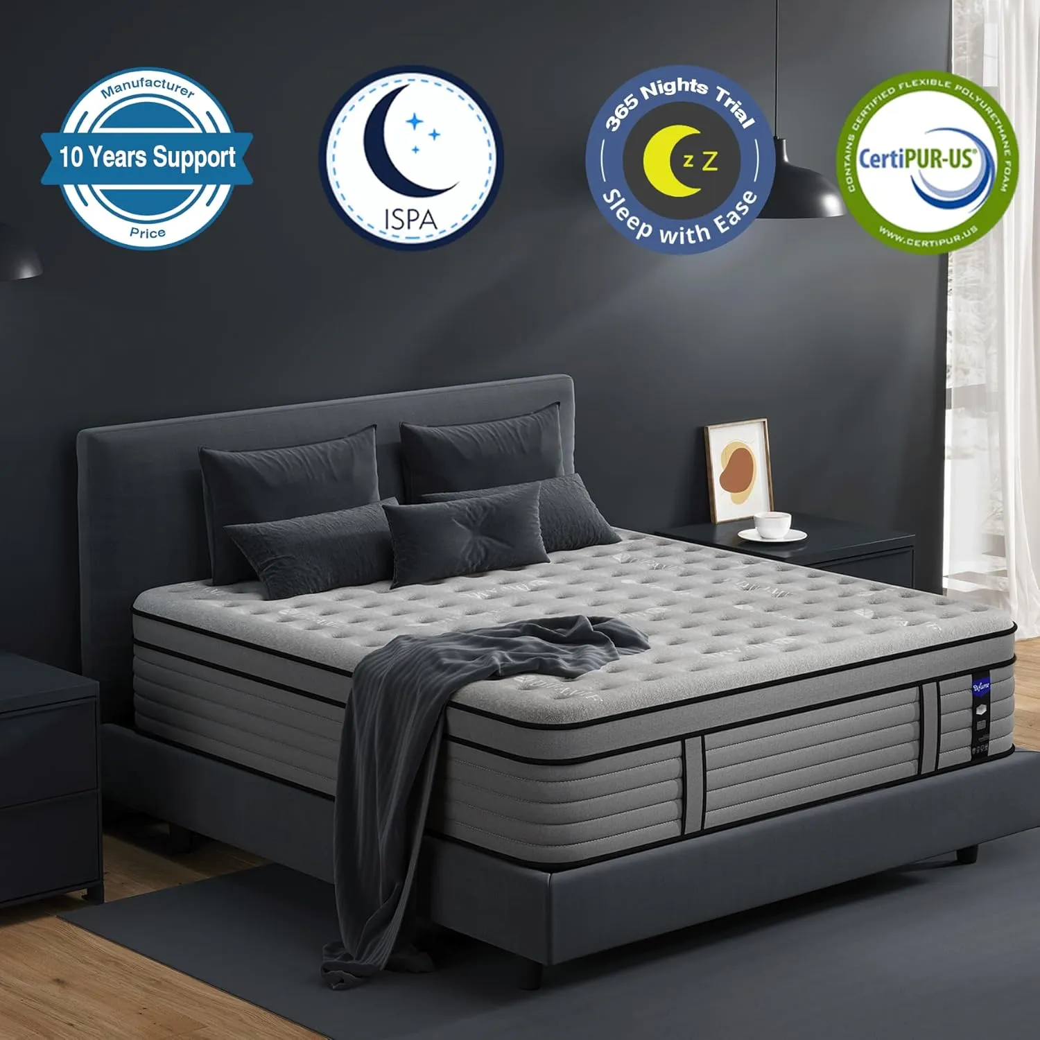 DIFAME Full Size Mattress, 12 Inch Firm Hybrid Full Mattress in a Box with Gel Memory Foam, Pressure & Back Pain Relief, Individually Pocket Spring, Edge Support, 100-Night Trial, CertiPUR-US