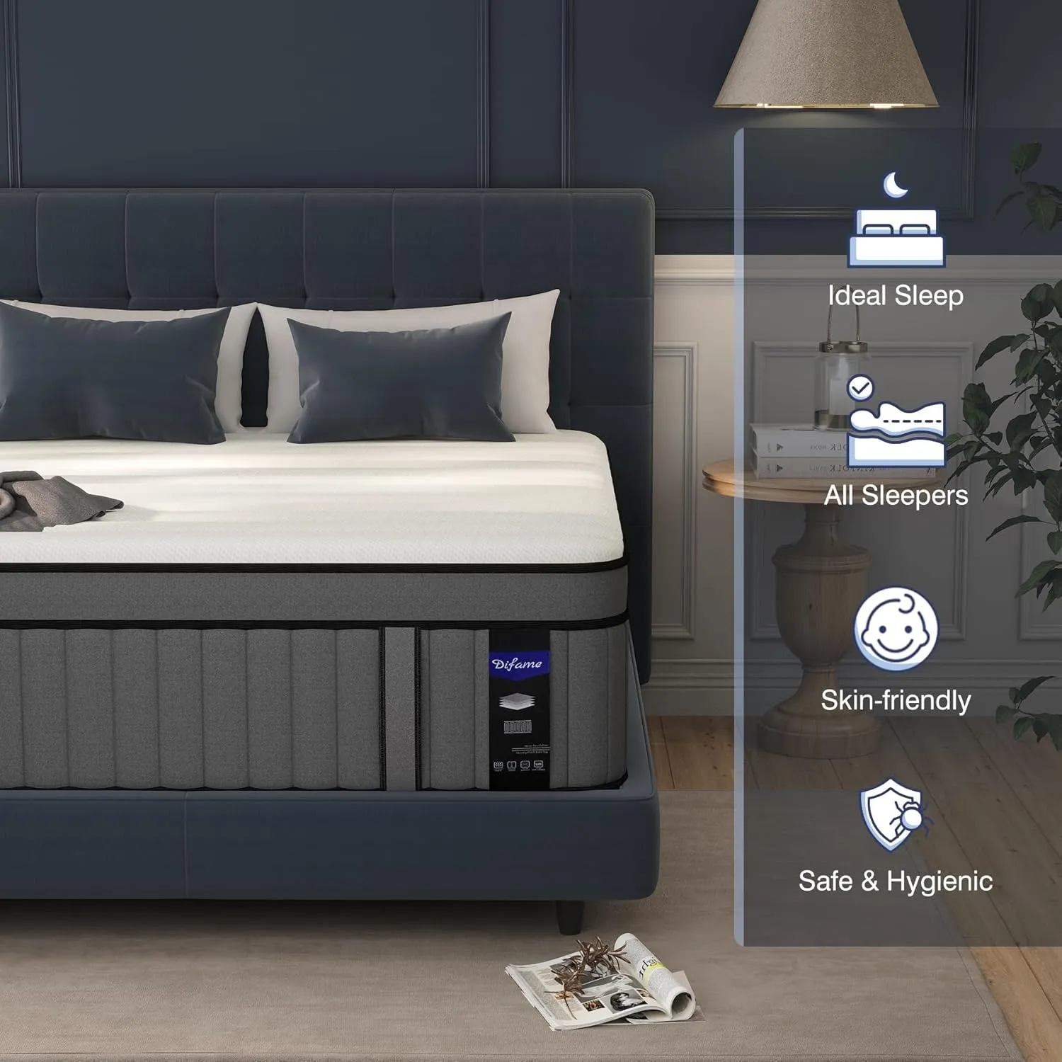 DIFAME Full Size Mattress, 12 Inch Gel Memory Foam Hybrid Full Mattress in a Box with Independent Pocket Spring,Edge Support, Motion Isolation, Pressure Relief, Medium