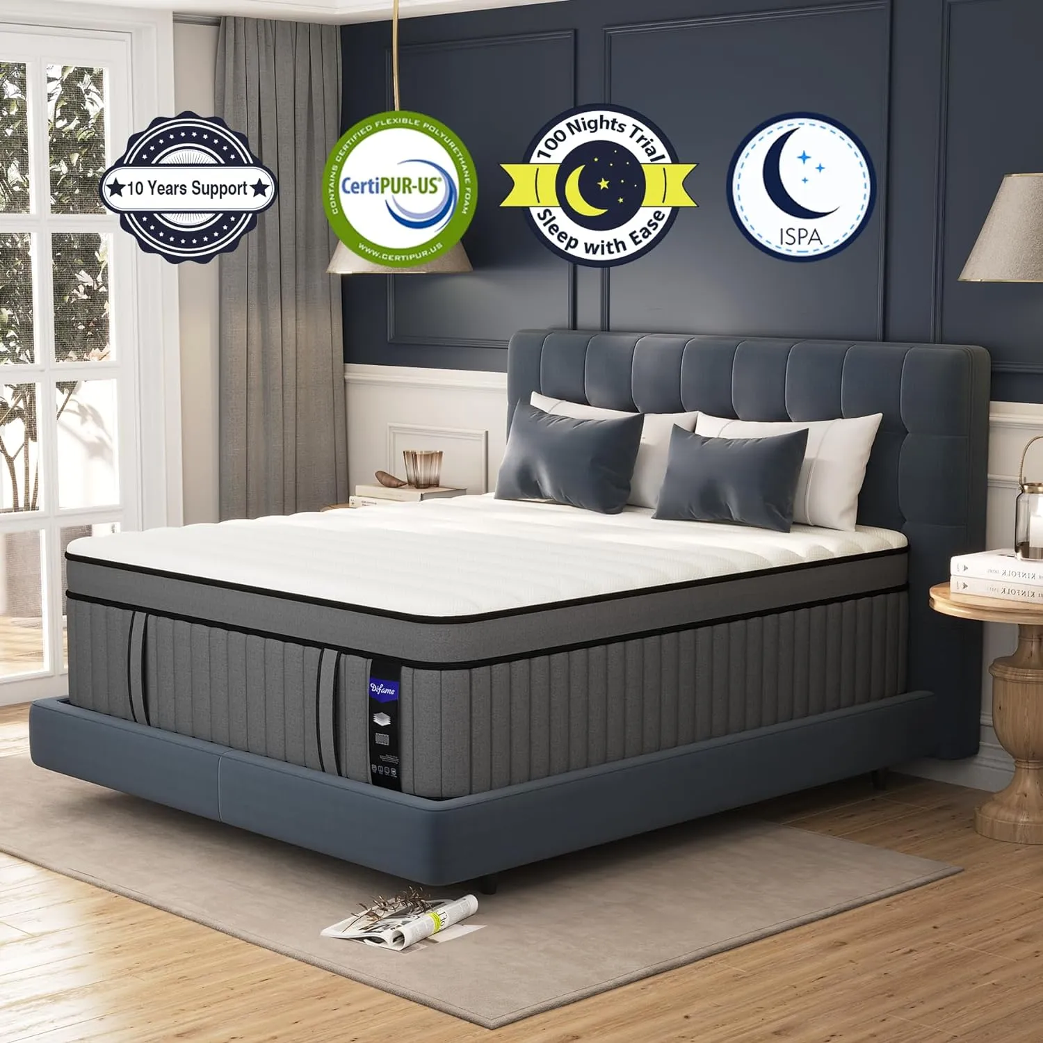 DIFAME Full Size Mattress, 12 Inch Gel Memory Foam Hybrid Full Mattress in a Box with Independent Pocket Spring,Edge Support, Motion Isolation, Pressure Relief, Medium