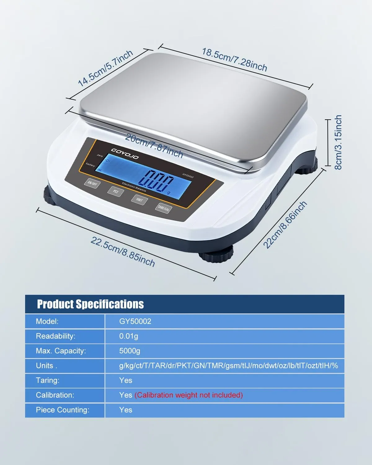 Digital Analytical Balance and Lab Scale, 5000g Capacity, 0.01g Precision, Stainless Steel, Multi-Unit (g/oz/ct/lb) for Jewelry, Kitchen, and Lab – Reliable, Accurate, Easy to Use, Black Panel