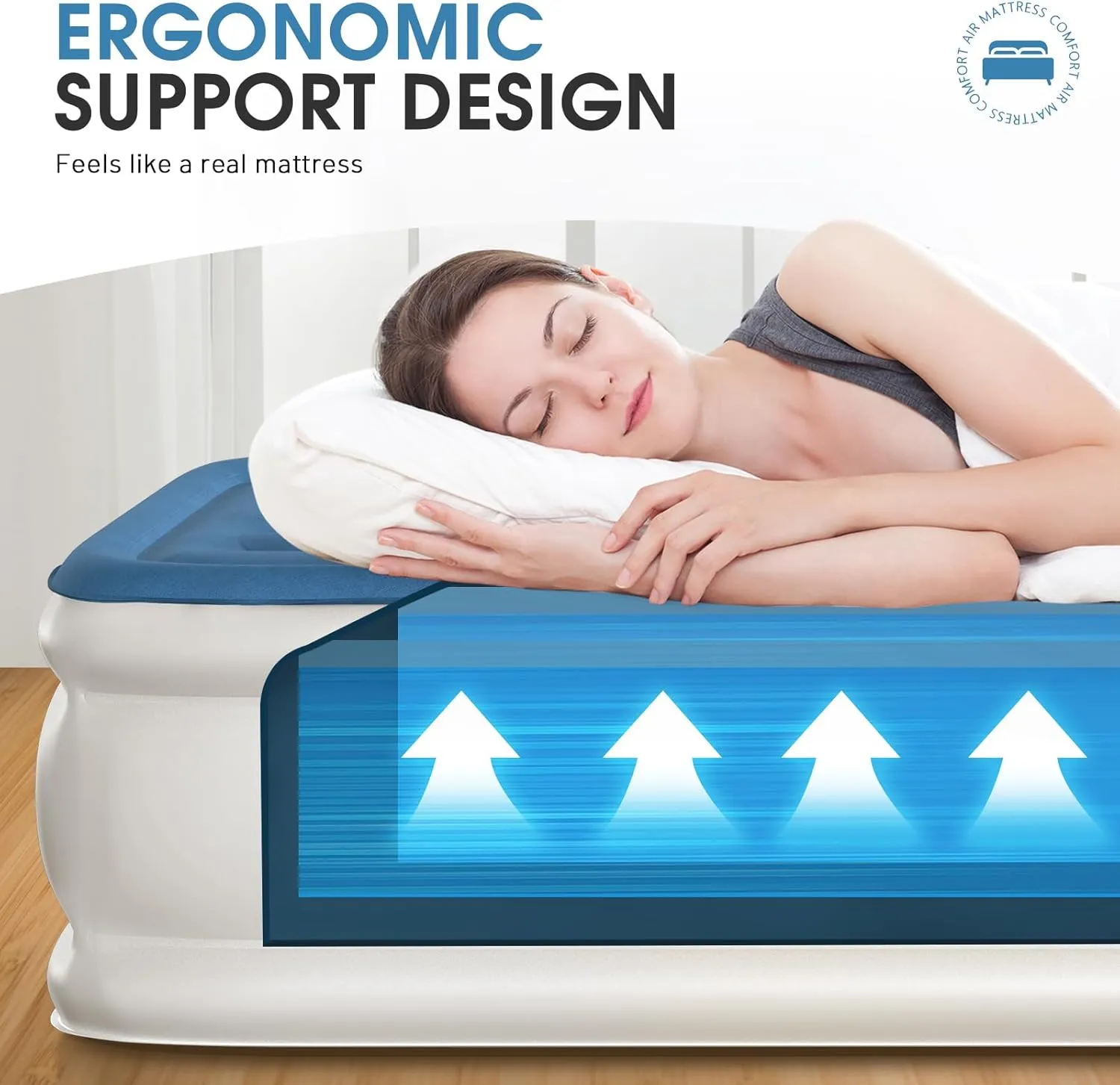 DIVON Twin Air Mattress with Built in Pump Raised,18”Single Inflatable Mattress in 2 Mins,Foldable Blow Up Mattress,Portable Twin Size Air Mattress for Camping,Travel&Floor,Air Bed for Adults,330lbs