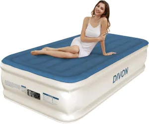 DIVON Twin Air Mattress with Built in Pump Raised,18”Single Inflatable Mattress in 2 Mins,Foldable Blow Up Mattress,Portable Twin Size Air Mattress for Camping,Travel&Floor,Air Bed for Adults,330lbs