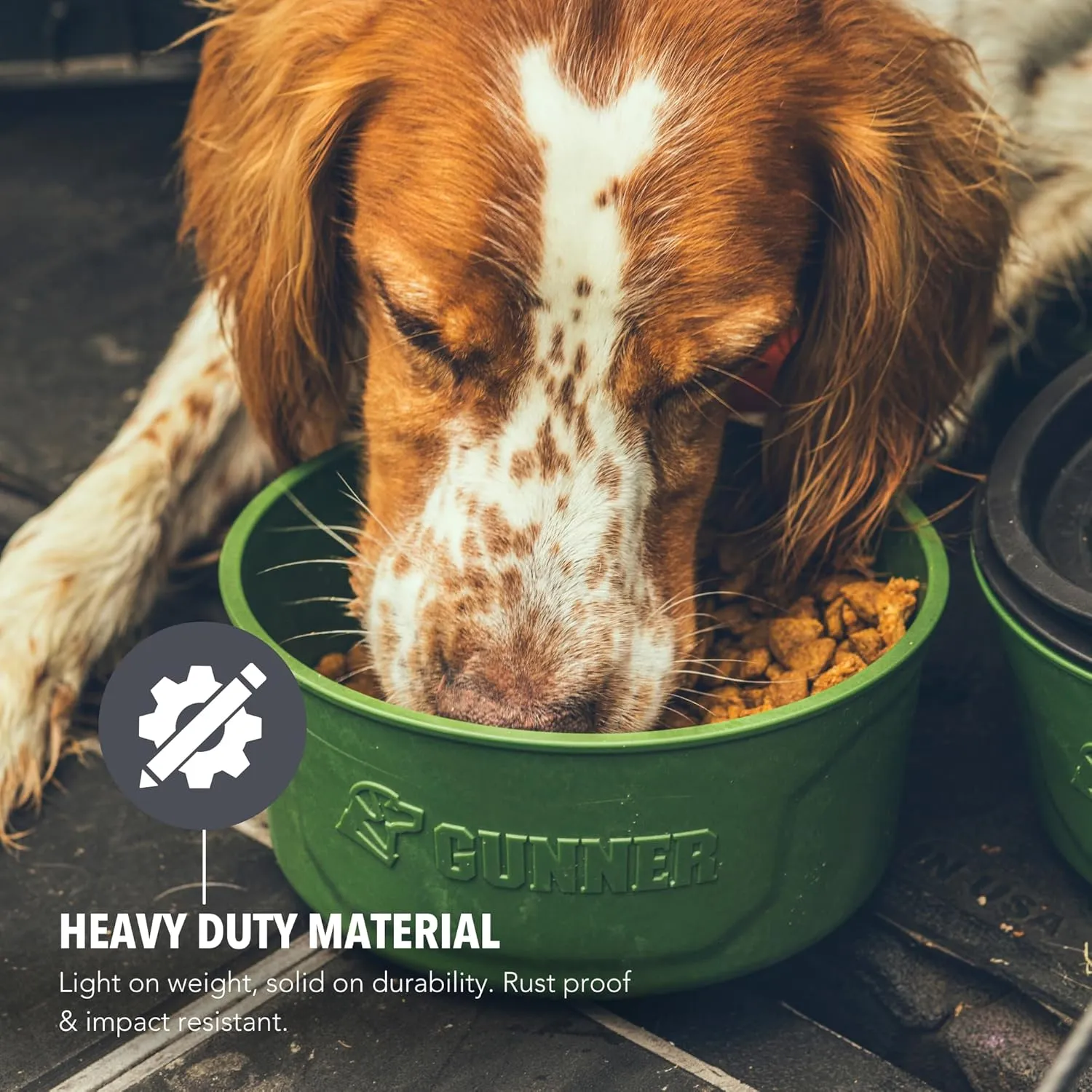 Dog Bowl with Spill-Proof Travel Lid – 7.5" x 3.75", 1.3 lb, 7-Cup Capacity, BPA-Free, Rust-Proof, Shock-Resistant, Stackable, Dishwasher Safe, Leak-Resistant Nesting Lid – Green