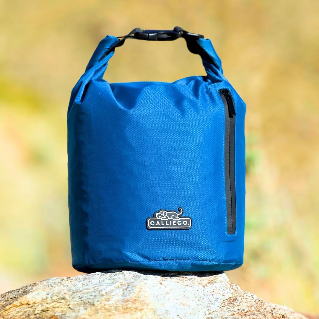 Dog Food Travel Bag w/ 1 Cup Scoop and Zipper Side Pocket | Waterproof Kibble Storage Container for Home, Road Trips, Camping, Boarding and More (Blue, 32 Cups)